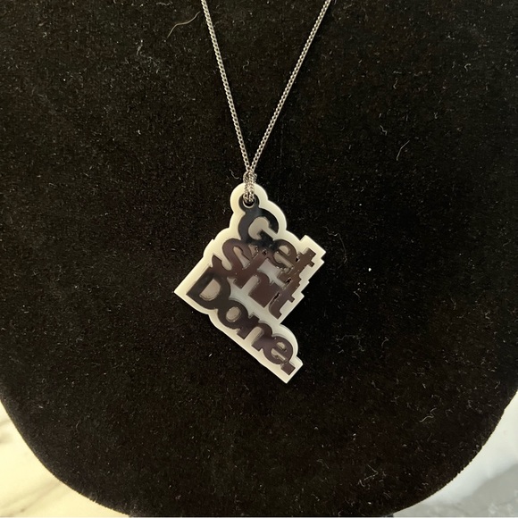 Vinca Fab.com collab necklace “Get Shit Done” acrylic funny girl boss - Picture 2 of 4